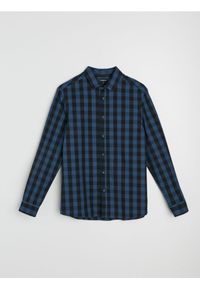 Sinsay - Koszula w kratę z bawełną - niebieski. Kolor: niebieski. Materiał: bawełna