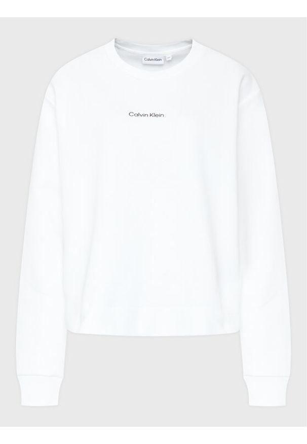 Calvin Klein Curve Bluza Inclu Micro Logo K20K205472 Biały Regular Fit. Kolor: biały. Materiał: syntetyk