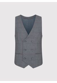 Pako Lorente - PAKO LORENTE – Szara dwurzędowa kamizelka męska w kratę. Okazja: na ślub cywilny, na wesele. Kolor: szary. Styl: elegancki, młodzieżowy #7
