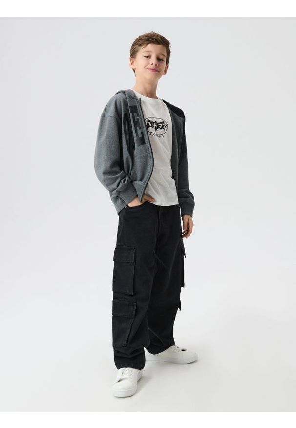 Sinsay - Jeansy baggy - czarny. Kolor: czarny