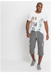 bonprix - Spodnie 3/4 z mikrofazy, z gumką w talii. Kolor: szary. Styl: sportowy #3