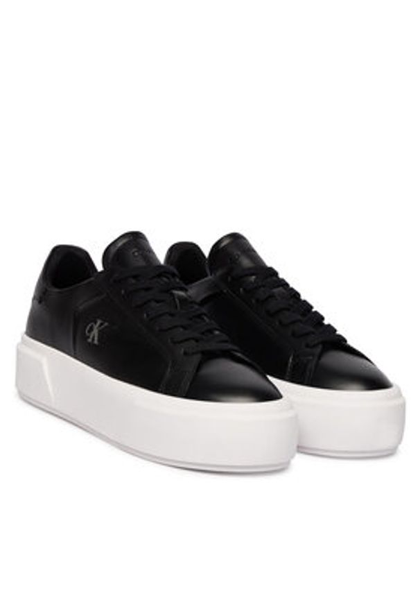 Calvin Klein Sneakersy Flatform Lace Up Lth YW0YW01928 Czarny. Kolor: czarny. Materiał: skóra