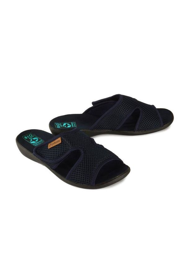 Adanex - ADANEX DIK43 DIANA 24797 GR/CZ granat/czarny, kapcie damskie. Zapięcie: rzepy. Kolor: niebieski