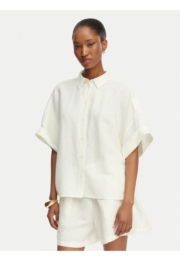 BOSS Koszula C_Bisenas 50559261 Kremowy Regular Fit. Kolor: kremowy. Materiał: wiskoza, len