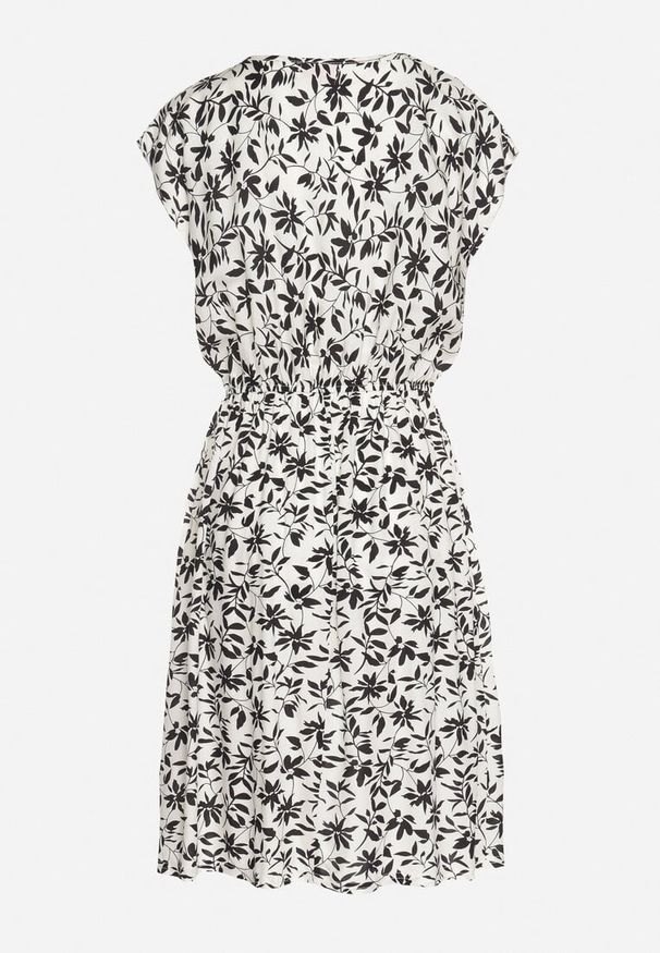 Born2be - Biała Sukienka z Bawełną i Kwiatowym Wzorem Lumianisse. Okazja: na co dzień. Kolor: biały. Materiał: bawełna. Długość rękawa: krótki rękaw. Wzór: kwiaty. Sezon: lato. Styl: casual, elegancki