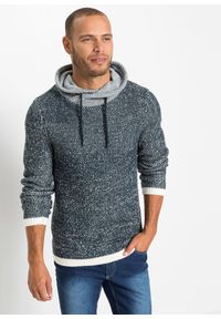 bonprix - Sweter z szalowym kołnierzem i kontrastowymi elementami. Kolor: niebieski #1
