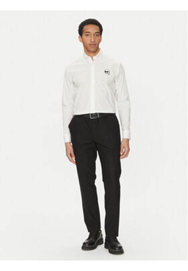 Karl Lagerfeld - KARL LAGERFELD Koszula 605911 552671 Biały Slim Fit. Typ kołnierza: dekolt w karo. Kolor: biały. Materiał: bawełna