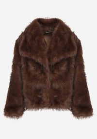 Born2be - Brązowa Kurtka Futerko z Ozdobnym Kołnierzem Devrenna. Okazja: na co dzień. Kolor: brązowy. Materiał: futro. Sezon: zima. Styl: klasyczny, casual, elegancki #6