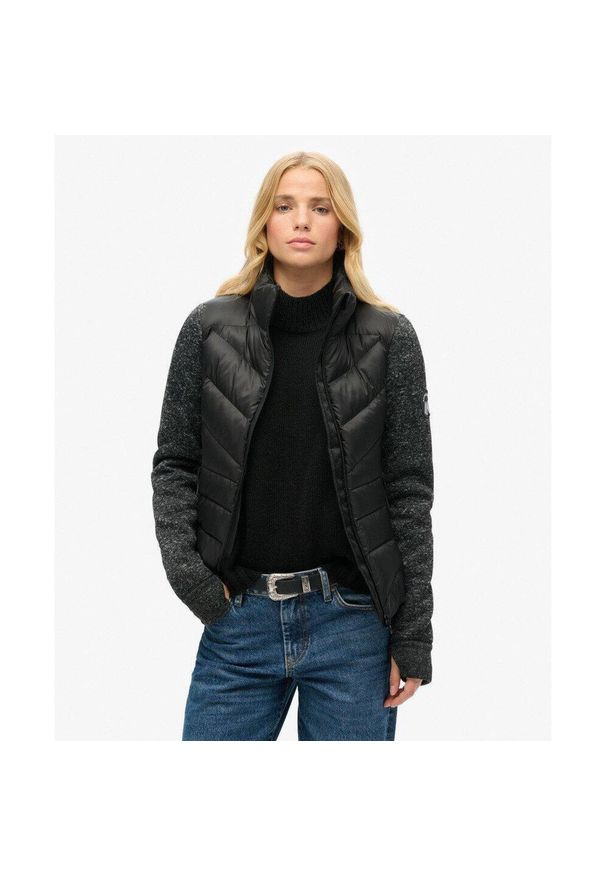 Superdry - Kurtka hybrydowa Storm z dzianiny. Kolor: czarny. Materiał: dzianina. Długość rękawa: długi rękaw. Styl: elegancki
