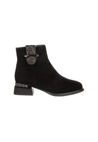 Botki Loretta Vitale W3313 Black 514287, Czarny, Skóra naturalna - 36. Okazja: na co dzień. Kolor: czarny. Materiał: skóra. Szerokość cholewki: normalna. Wzór: motyw zwierzęcy. Styl: casual #1