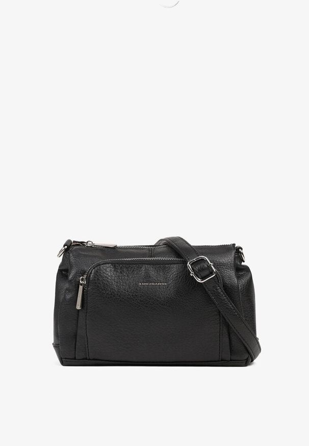 Born2be - Czarna Torebka Listonoszka z Kieszonką na Suwak Izona. Kolor: czarny. Styl: casual, elegancki