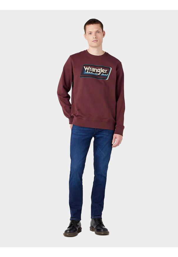 Wrangler - MESKA BLUZA GRAPHIC CREW BROWN 112341238 W6E9016299