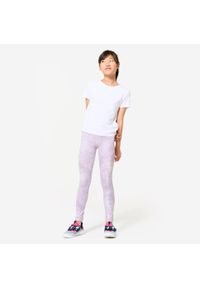 Decathlon - Legginsy dziecięce Domyos. Kolor: fioletowy. Materiał: poliester, elastan, materiał. Styl: sportowy