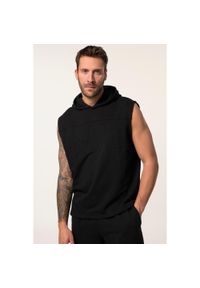 JAY-PI - Męska Bluza z kapturem fitness Belly Fit bez rękawów kaptur szybkoschnąca. Typ kołnierza: kaptur. Kolekcja: plus size. Kolor: czarny. Materiał: materiał, poliester, bawełna. Długość rękawa: bez rękawów. Sport: fitness