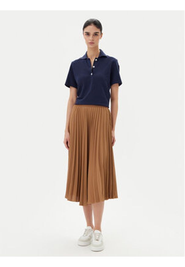 TOMMY HILFIGER - Tommy Hilfiger Spódnica plisowana WW0WW43886 Brązowy Regular Fit. Kolor: brązowy. Materiał: bawełna