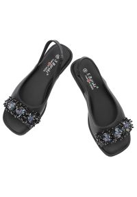 Czarne Sandały S.Barski Stylowe Płaskie Obuwie Damskie. Okazja: na co dzień. Zapięcie: pasek. Kolor: czarny. Wzór: aplikacja. Styl: elegancki #7