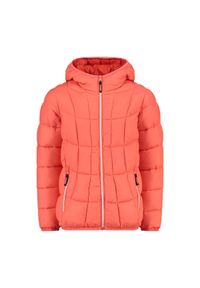 Kurtka z kapturem dla dziewczynki CMP. Typ kołnierza: kaptur. Kolor: pomarańczowy. Materiał: softshell, puch. Sport: turystyka piesza #1