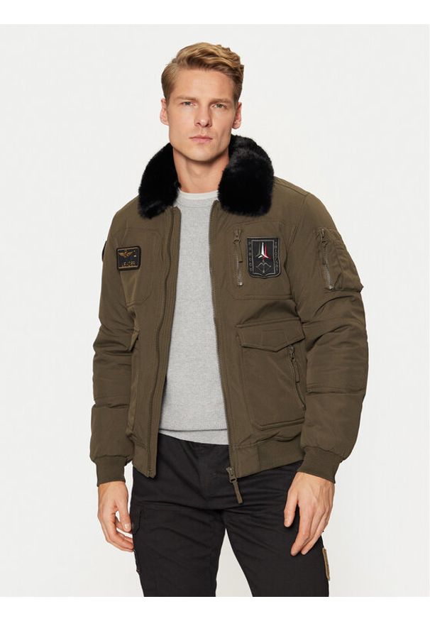 Aeronautica Militare Kurtka bomber 242AB2106CT3151 Khaki Regular Fit. Kolor: brązowy. Materiał: syntetyk