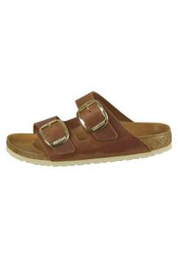 Klapki damskie Birkenstock Arizona. Kolor: brązowy. Materiał: materiał, skóra, syntetyk