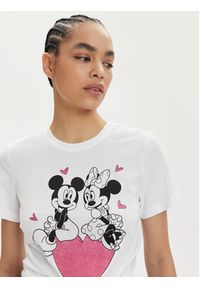 only - ONLY T-Shirt Mickey 15317991 Biały Regular Fit. Kolor: biały. Materiał: bawełna