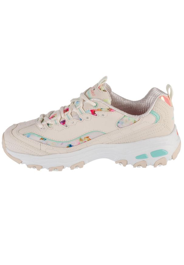 skechers - Buty sportowe Sneakersy damskie, D'Lites-Blooming Fields. Kolor: biały, wielokolorowy, beżowy. Sport: turystyka piesza