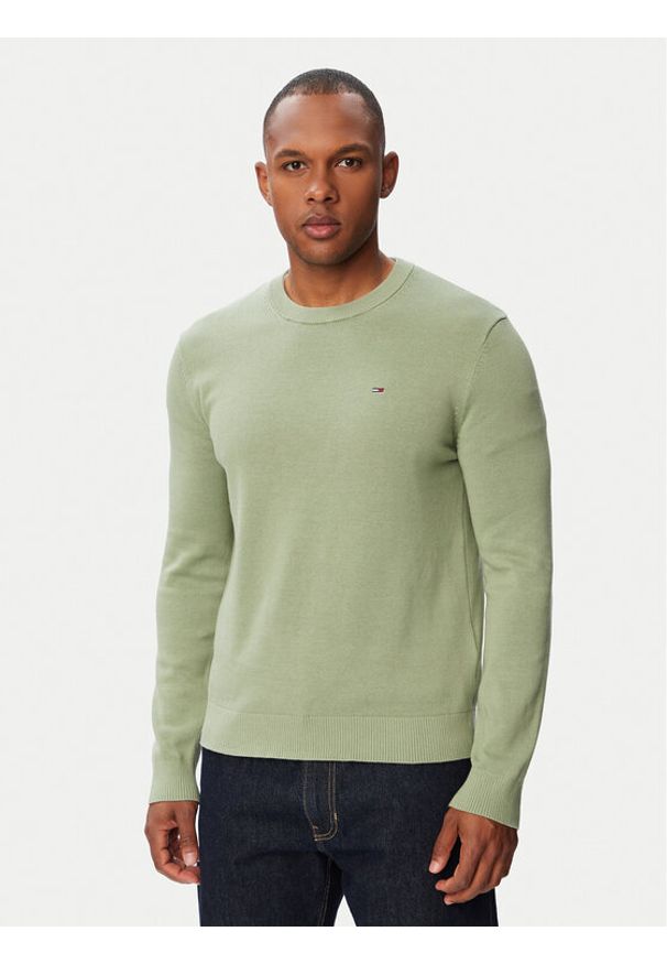 Tommy Jeans Sweter Essential DM0DM22853 Zielony Slim Fit. Kolor: zielony. Materiał: bawełna