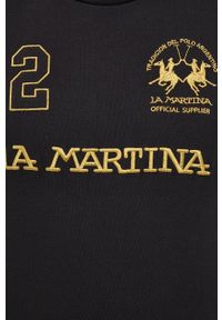 La Martina bluza bawełniana męska kolor czarny z aplikacją. Kolor: czarny. Materiał: bawełna. Wzór: aplikacja #2