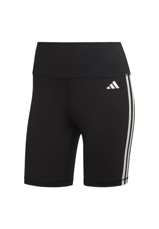 Adidas - Training Essentials 3-Stripes High-Waisted Short Leggings. Kolor: czarny. Materiał: materiał. Sport: fitness