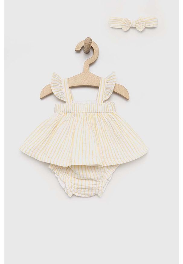 GAP komplet bawełniany niemowlęcy kolor żółty. Kolor: żółty. Materiał: bawełna