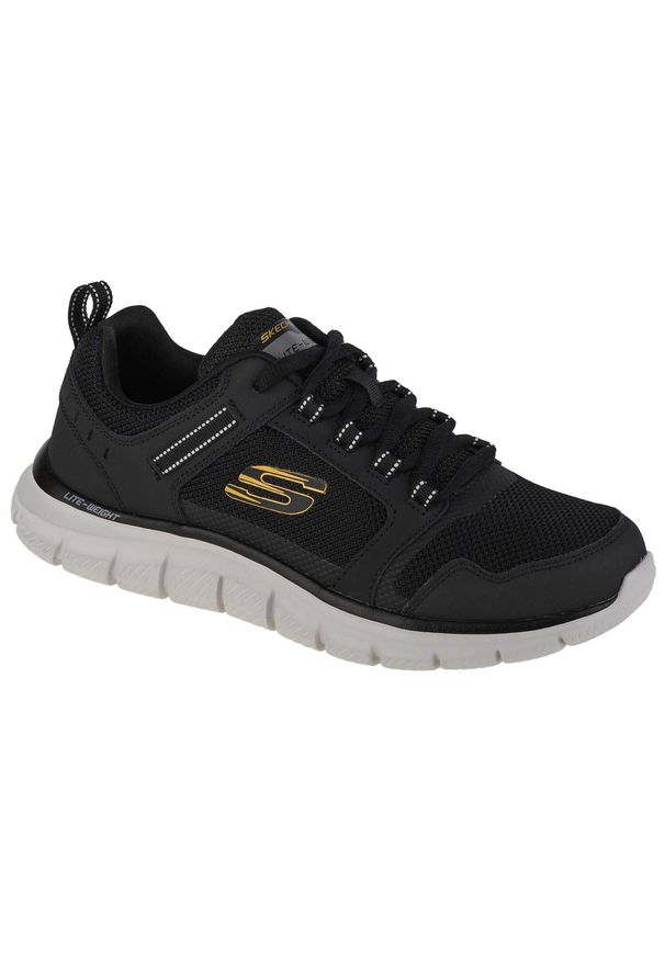 skechers - Buty do chodzenia męskie Skechers Track Knock. Zapięcie: sznurówki. Kolor: żółty, wielokolorowy, czarny, szary. Materiał: materiał, syntetyk, tkanina. Szerokość cholewki: normalna. Sport: turystyka piesza
