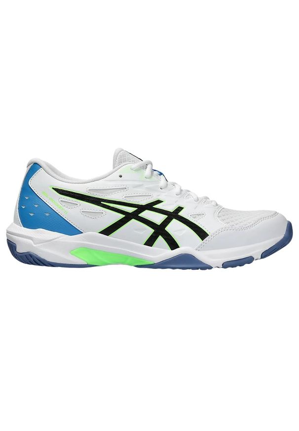 Buty do siatkówki męskie Asics Gel-Rocket 11 Men. Zapięcie: sznurówki. Kolor: biały, niebieski, wielokolorowy. Materiał: syntetyk, materiał. Szerokość cholewki: normalna. Sport: siatkówka