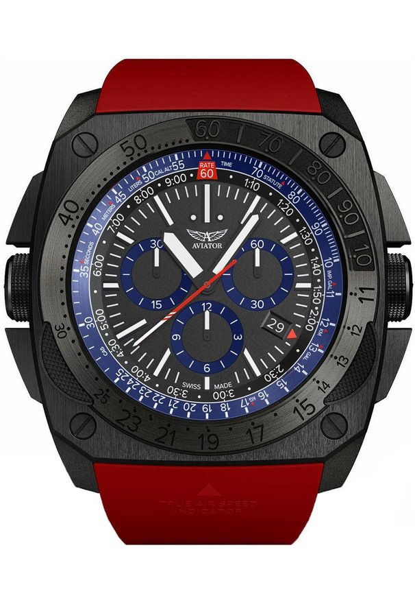 AVIATOR - Zegarek męski Aviator M.2.30.5.213.6.RMIG-29 czerwony. Kolor: czerwony