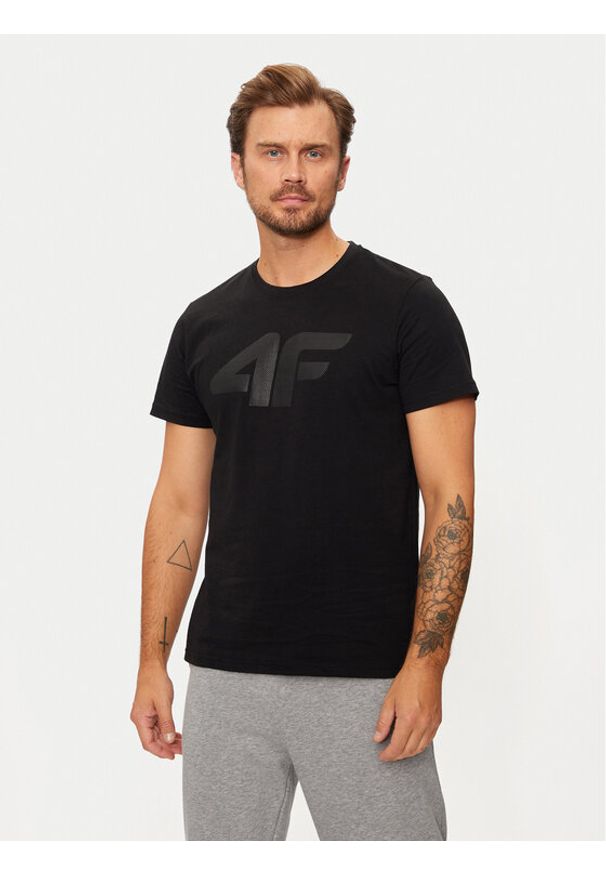 4f - 4F T-Shirt 4FWMM00TTSHM1844 Czarny Regular Fit. Kolor: czarny. Materiał: bawełna