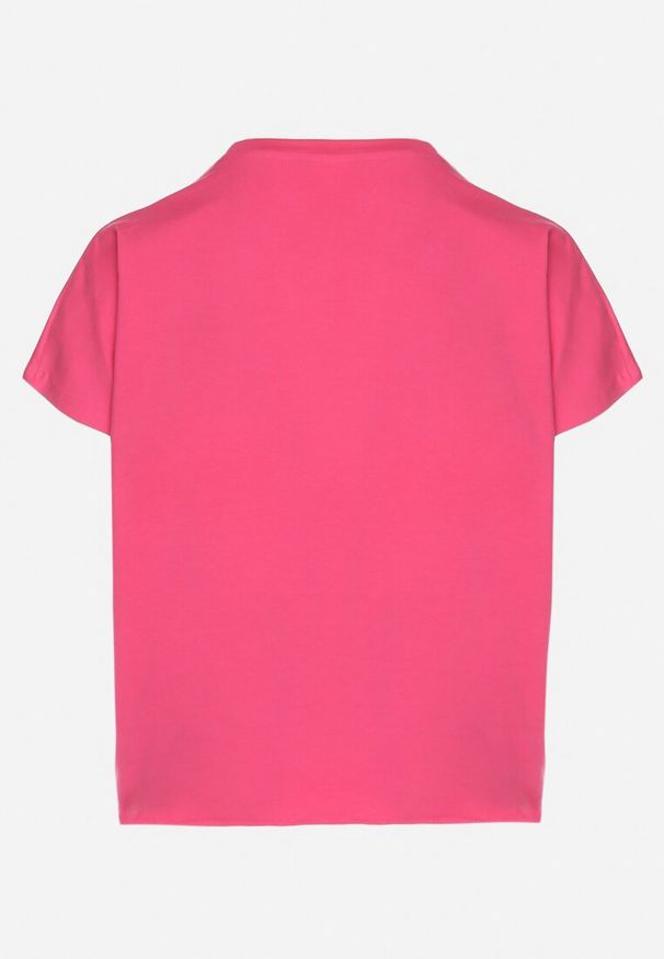 Born2be - Różowy T-shirt z Bawełny z Ozdobnym Wiązaniem Sunitra. Okazja: na co dzień. Kolor: różowy. Materiał: bawełna. Sezon: wiosna, lato. Styl: casual, klasyczny