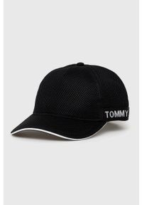 Tommy Jeans czapka z daszkiem kolor czarny z nadrukiem. Kolor: czarny. Materiał: włókno, materiał. Wzór: nadruk #1