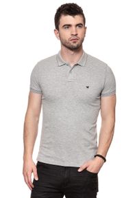 Wrangler - POLO WRANGLER S/S POLO MID GREY MEL W7B58K437 112131501. Typ kołnierza: polo