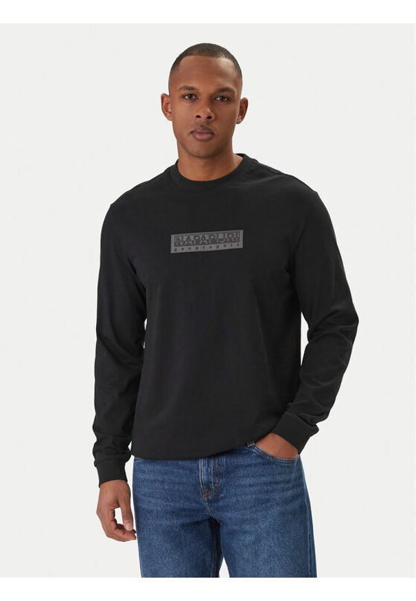 Napapijri Longsleeve S-Box Logo NP0A8BC5 Czarny Regular Fit. Kolor: czarny. Materiał: bawełna. Długość rękawa: długi rękaw
