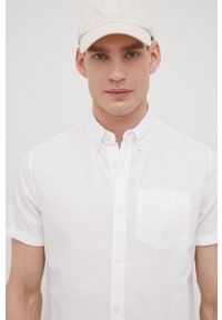 Superdry koszula bawełniana męska kolor biały regular z kołnierzykiem button-down. Typ kołnierza: button down. Kolor: biały. Materiał: bawełna. Długość rękawa: krótki rękaw. Długość: krótkie. Wzór: aplikacja #3