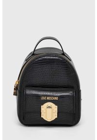 Love Moschino plecak damski kolor czarny mały gładki. Kolor: czarny. Wzór: gładki #1