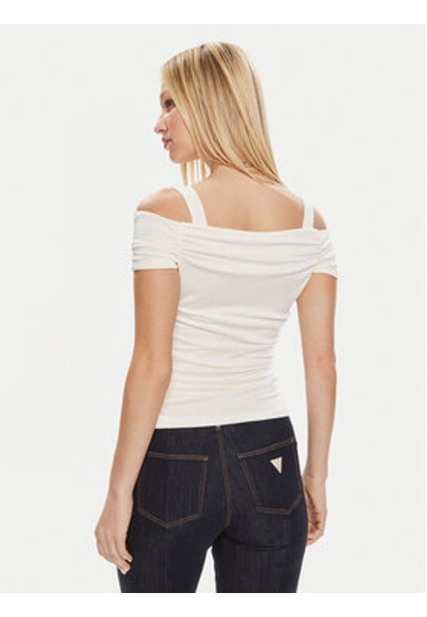 Guess Bluzka Emily W4GP17 KBEM0 Écru Slim Fit. Materiał: syntetyk
