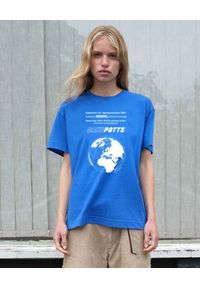 SAKS POTTS - Niebieska koszulka Tun. Kolor: niebieski. Materiał: bawełna. Wzór: aplikacja, nadruk #4