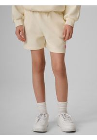 4f - 4F Spodenki dresowe dziewczęce - białe 152 (11-12 lat). Kolor: biały. Materiał: dresówka. Sezon: lato #2