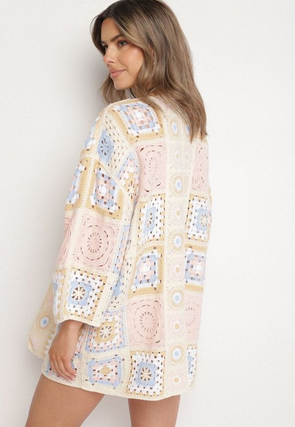 Born2be - Różowy Bawełniany Kardigan z Ażurowym Wzorem Zivisse. Okazja: na co dzień. Kolor: różowy. Materiał: bawełna. Wzór: ażurowy. Styl: casual
