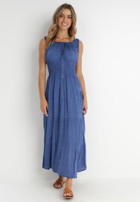 Born2be - Niebieska Sukienka Abill. Kolor: niebieski. Długość rękawa: bez rękawów. Sezon: lato. Styl: wakacyjny, boho. Długość: maxi
