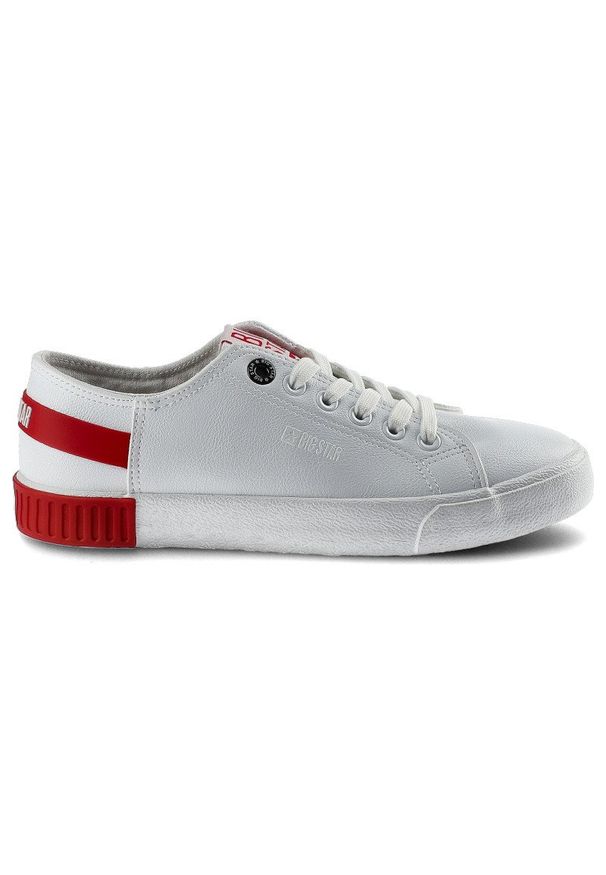 Big-Star - Białe Trampki Big Star Damskie Stylowe Półbuty. Okazja: na co dzień. Kolor: biały, czerwony, wielokolorowy. Materiał: materiał, skóra ekologiczna, jeans. Szerokość cholewki: normalna. Styl: elegancki
