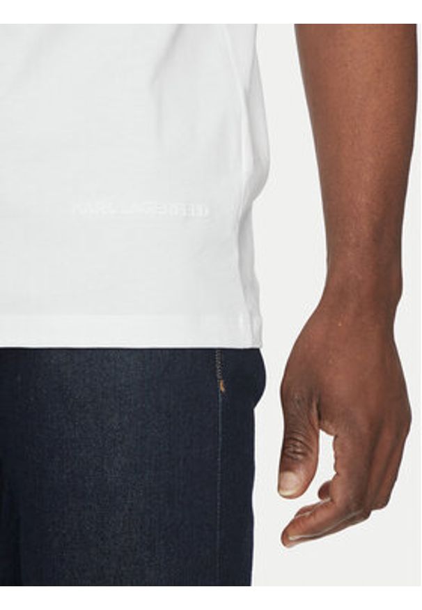 Karl Lagerfeld - KARL LAGERFELD T-Shirt 755240 552225 Biały Oversize. Typ kołnierza: dekolt w karo. Kolor: biały. Materiał: bawełna