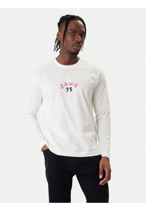 Jack & Jones Longsleeve Jaws 12286615 Biały Relaxed Fit. Kolor: biały. Materiał: bawełna. Długość rękawa: długi rękaw