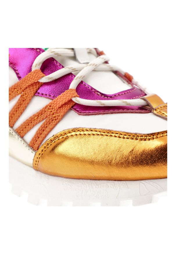 Pomarańczowe Sneakersy Artiker Wygodne Sportowe Obuwie Damskie. Okazja: na co dzień. Zapięcie: sznurówki. Kolor: biały. Materiał: tkanina, skóra ekologiczna, guma. Szerokość cholewki: normalna