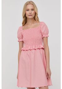 MAX&Co. sukienka bawełniana kolor pomarańczowy midi rozkloszowana. Typ kołnierza: dekolt w karo. Kolor: pomarańczowy. Materiał: bawełna. Długość rękawa: krótki rękaw. Typ sukienki: rozkloszowane. Długość: midi #3