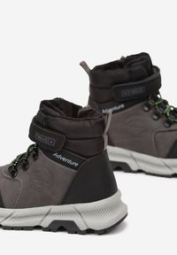 Born2be - Szare Botki w Trekkingowym Stylu Ocieplane Futrem Pinnelia. Okazja: na spacer. Zapięcie: rzepy. Kolor: szary. Materiał: futro. Sezon: zima. Styl: elegancki